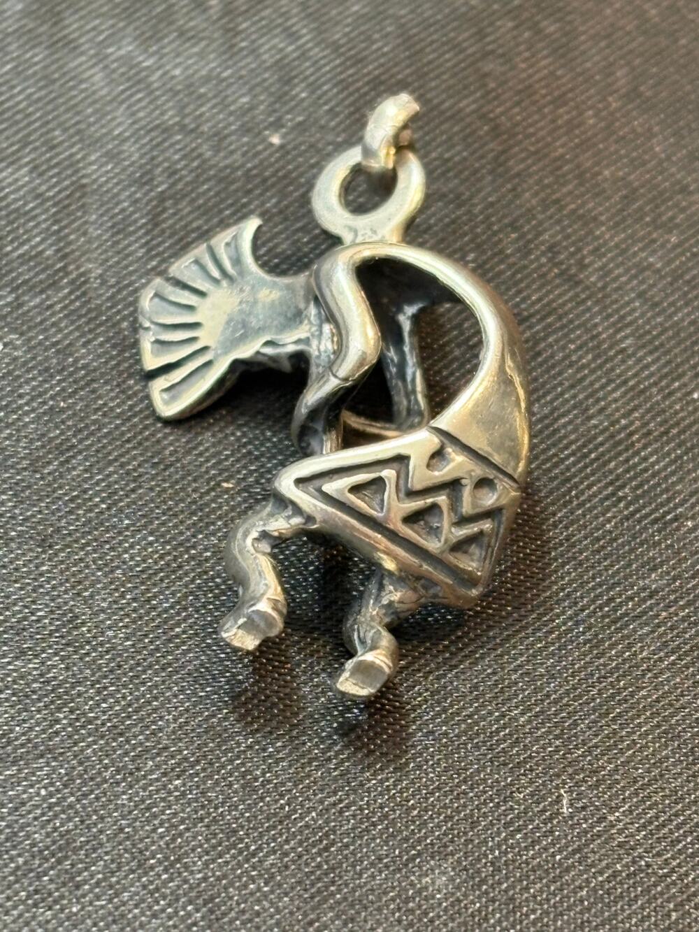 Vintage Sterling Silver Kokopelli Pendant 4 g 1.25"